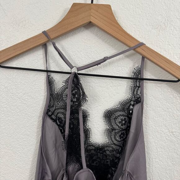 NEW NWT Free People Starlight V-Neck Lace Trim Cami Top Silver Mauve Purple S - Picture 8 of 11
